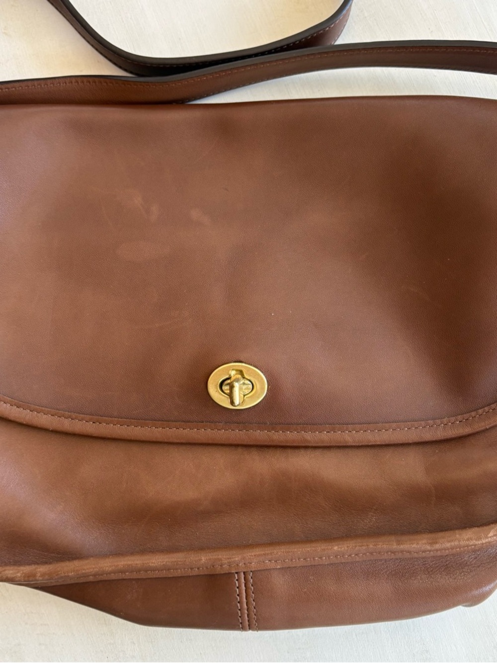 Coach Brown Leather Crossbody with Gold-Tone Turnlock - Picture 2 of 11
